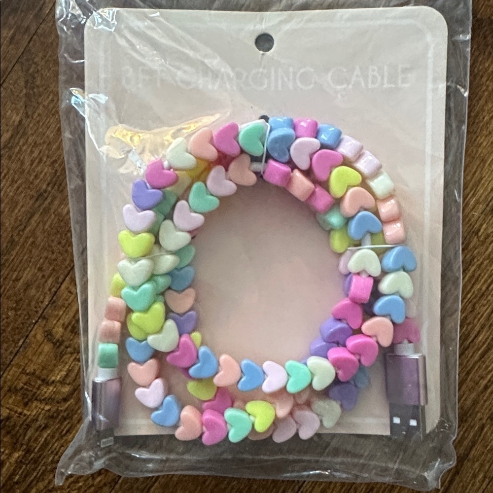 Francesca’s Colorful Heart Bead iPhone Charging Cable 3.3’ - BRAND NEW